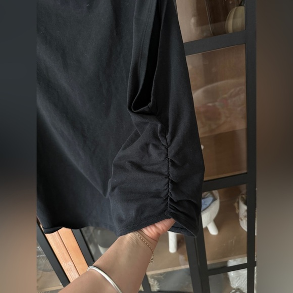 Quince mock neck top ruched Stretch Cotton Jersey Sleeveless tank cropped - Picture 5 of 9